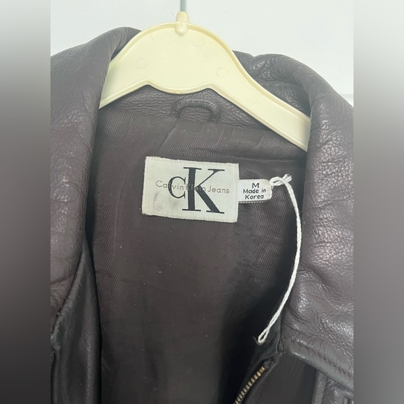 Calvin Klein Brown cropped leather jacket (sM) - Picture 3 of 3